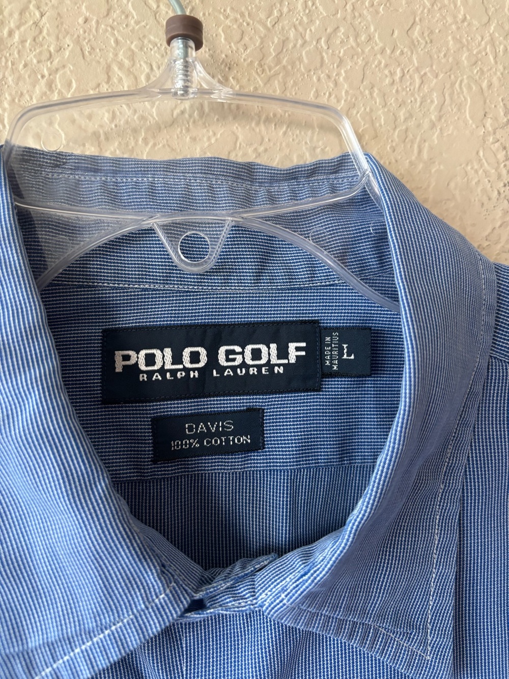 Polo Golf Blue Striped Button-Front Long Sleeve Shirt Men’s Large - Picture 4 of 11